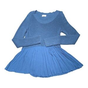 Tres Jolie Accessories Blue Crew Neck Sweater With A Lace Skirt Bottom